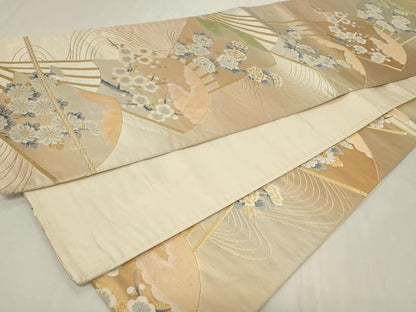 平和屋着物◎六通柄袋帯　唐織　流水扇面花文　金銀糸　正絹　逸品　CAAY8818in