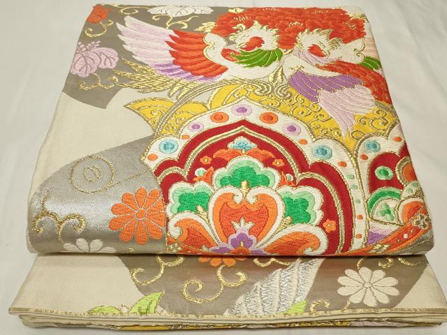 平和屋着物◎六通柄袋帯　唐織　鳳凰花文　金銀糸　正絹　逸品　CAAY8821in