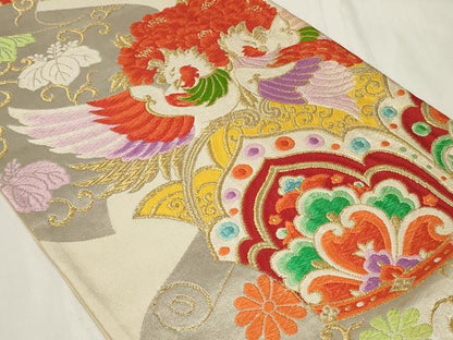 平和屋着物◎六通柄袋帯　唐織　鳳凰花文　金銀糸　正絹　逸品　CAAY8821in