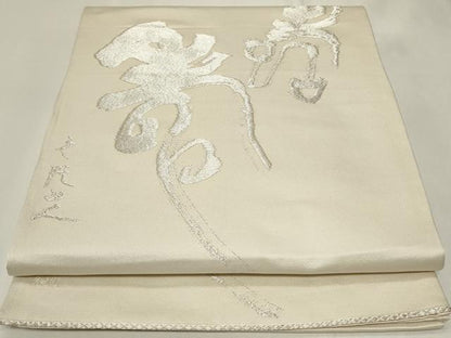 平和屋着物◎六通柄袋帯　作家物　寿字文　銀糸　正絹　逸品　CAAY8824in
