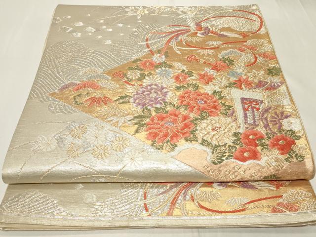 平和屋着物◎六通柄袋帯　唐織　御所車鳳凰花文　金銀糸　正絹　逸品　CAAY8827in