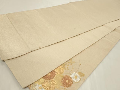 平和屋着物◎太鼓柄袋帯　松皮菱草花文　金銀糸　正絹　逸品　CAAY8845in