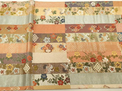平和屋着物◎太鼓柄袋帯　唐織　吉祥花鳥文　鶴　金糸　正絹　逸品　CAAY8852in