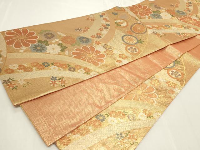 平和屋着物◎佐賀錦　六通柄袋帯　吉祥花文　金糸　正絹　逸品　CAAY8860in