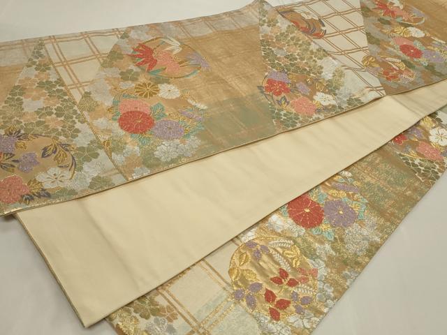 平和屋着物◎六通柄袋帯　唐織　草花丸文　金銀糸　正絹　逸品　CAAY8883in