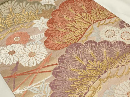 平和屋着物◎六通柄袋帯 唐織 草花文 金糸 正絹 逸品 CAAY8884in