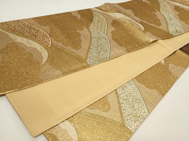 平和屋着物◎六通柄袋帯　遠山花鳥文　金糸　正絹　逸品　CAAY8893in