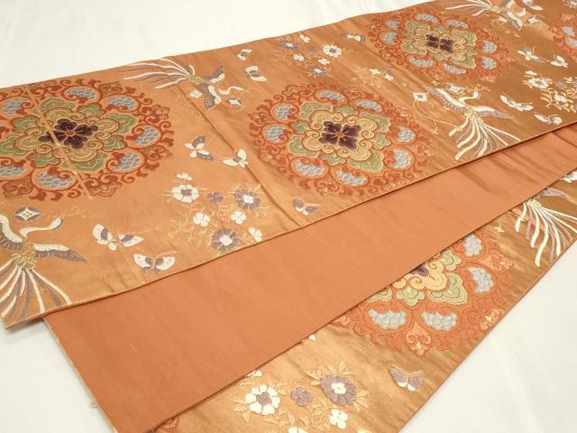 平和屋着物◎六通柄袋帯　唐織　鳳凰正倉院花文　蝶　金糸　正絹　逸品　CAAY8898in