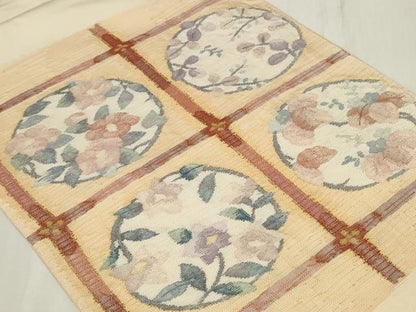 平和屋着物◎太鼓柄袋帯　すくい織　天井草花丸文　正絹　逸品　CAAY8903in
