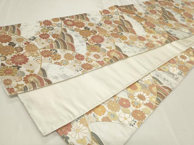 平和屋着物◎六通柄袋帯 青海波草花文 金糸 引箔 正絹 逸品 CAAY8910in