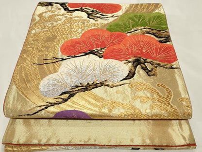 平和屋着物◎六通柄袋帯　唐織　枝松文　金銀糸　正絹　逸品　CAAY8927in