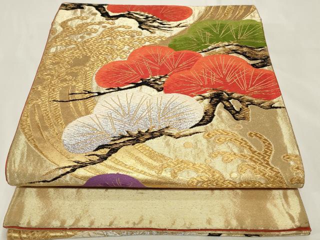 平和屋着物◎六通柄袋帯　唐織　枝松文　金銀糸　正絹　逸品　CAAY8927in