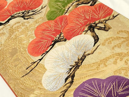 平和屋着物◎六通柄袋帯　唐織　枝松文　金銀糸　正絹　逸品　CAAY8927in