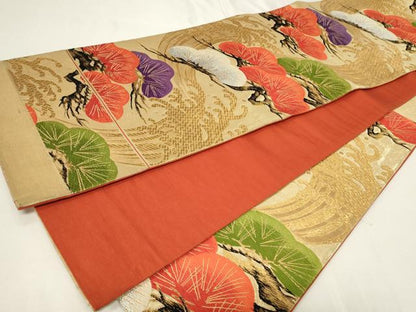 平和屋着物◎六通柄袋帯　唐織　枝松文　金銀糸　正絹　逸品　CAAY8927in