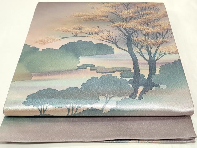 平和屋着物◎太鼓柄袋帯　風景シルエット　正絹　逸品　CAAY8934in