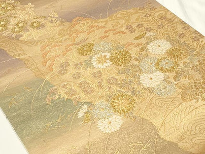平和屋着物◎六通柄袋帯　道長草花文　秀美二重箔　正絹　逸品　CAAY8936in