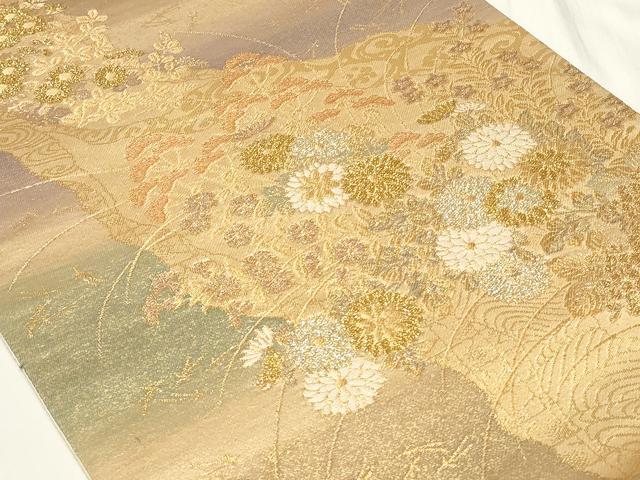 平和屋着物◎六通柄袋帯　道長草花文　秀美二重箔　正絹　逸品　CAAY8936in