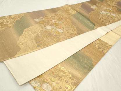 平和屋着物◎六通柄袋帯　道長草花文　秀美二重箔　正絹　逸品　CAAY8936in