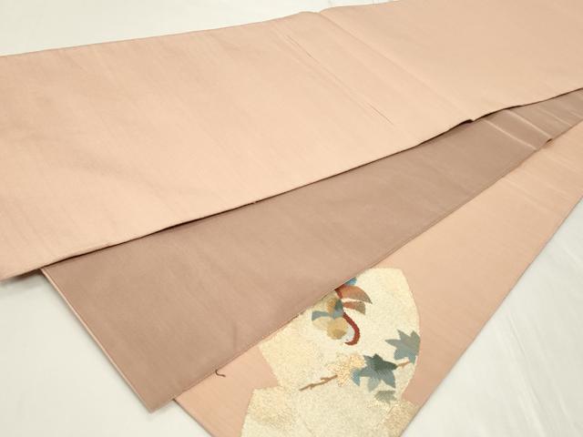 平和屋着物◎太鼓柄袋帯 すくい織 扇面鴛鴦花文 金銀糸 正絹 逸品 CAAY8939in