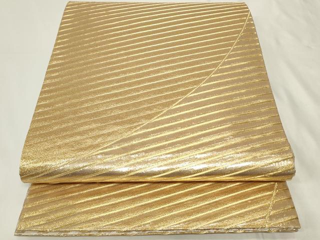 平和屋着物◎佐賀錦　両面　全通柄袋帯　斜線文　金糸　正絹　逸品　CAAY8940in