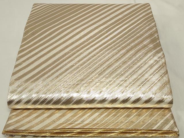 平和屋着物◎佐賀錦　両面　全通柄袋帯　斜線文　金糸　正絹　逸品　CAAY8940in