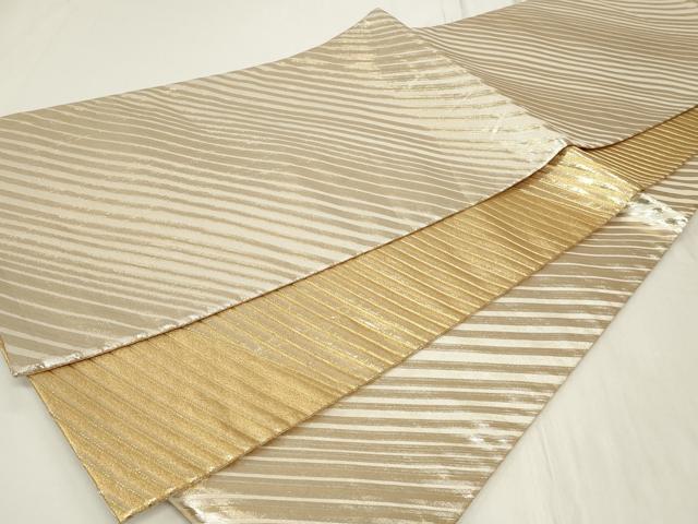 平和屋着物◎佐賀錦　両面　全通柄袋帯　斜線文　金糸　正絹　逸品　CAAY8940in
