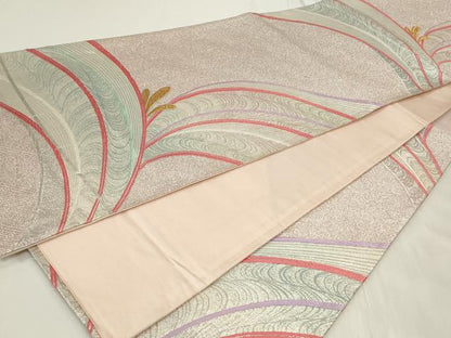 平和屋着物◎六通柄袋帯　松葉文　金銀糸　正絹　逸品　CAAY8943in