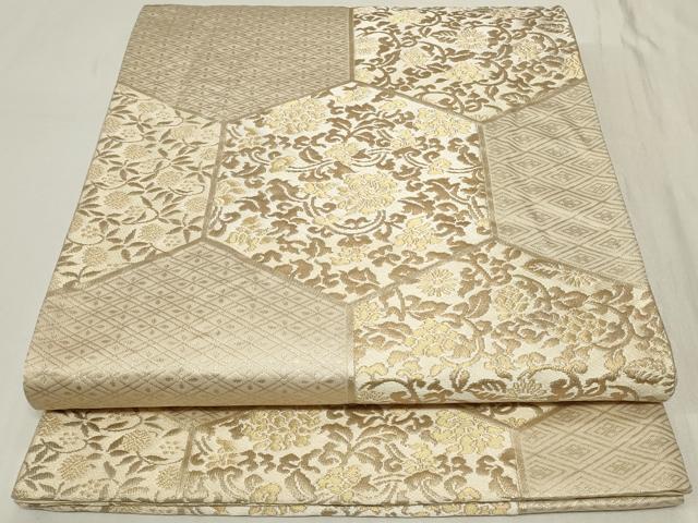 平和屋着物◎六通柄袋帯　亀甲花唐草文　金糸　正絹　逸品　CAAY8956in