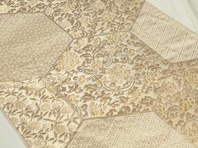 平和屋着物◎六通柄袋帯　亀甲花唐草文　金糸　正絹　逸品　CAAY8956in
