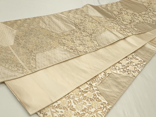 平和屋着物◎六通柄袋帯　亀甲花唐草文　金糸　正絹　逸品　CAAY8956in