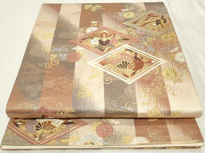 平和屋着物◎六通柄袋帯　唐織　菱鳳凰花蝶文　金糸　正絹　逸品　CAAY8966in