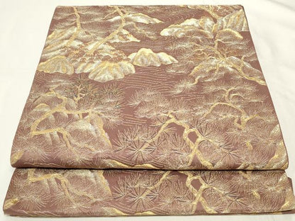 平和屋着物◎六通柄袋帯　流水枝松文　金糸　正絹　逸品　CAAY8980in