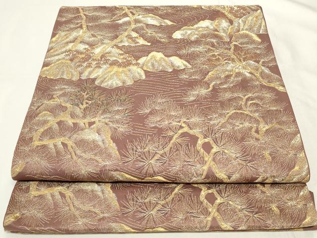 平和屋着物◎六通柄袋帯　流水枝松文　金糸　正絹　逸品　CAAY8980in