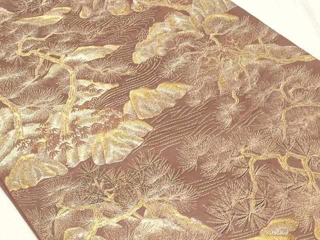 平和屋着物◎六通柄袋帯　流水枝松文　金糸　正絹　逸品　CAAY8980in