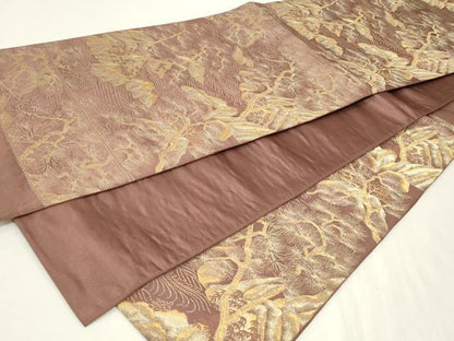 平和屋着物◎六通柄袋帯　流水枝松文　金糸　正絹　逸品　CAAY8980in