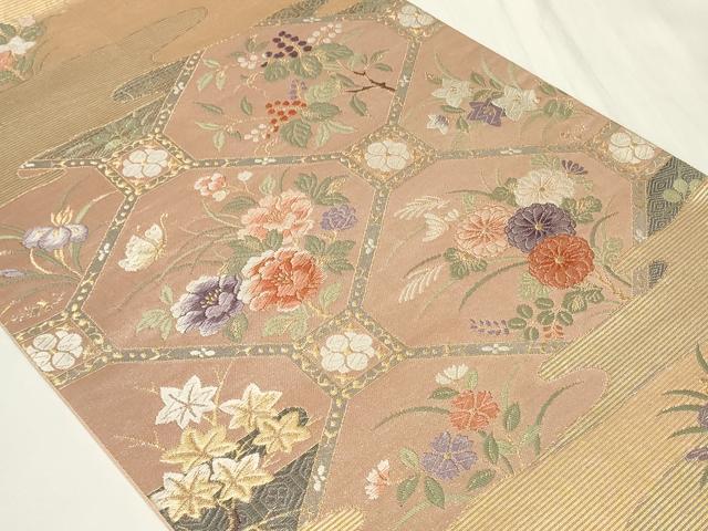 平和屋着物◎六通柄袋帯　雲取蜀甲文　うるし箔　正絹　逸品　CAAY8985in