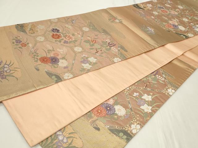 平和屋着物◎六通柄袋帯　雲取蜀甲文　うるし箔　正絹　逸品　CAAY8985in