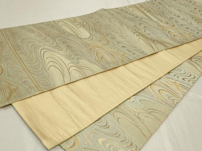 平和屋着物◎西陣　六通柄　京袋帯　流水文　金糸　正絹　逸品　CAAY8996in