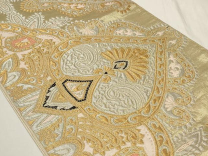 平和屋着物◎六通柄袋帯　更紗花文　金銀糸　正絹　逸品　CAAY9017in