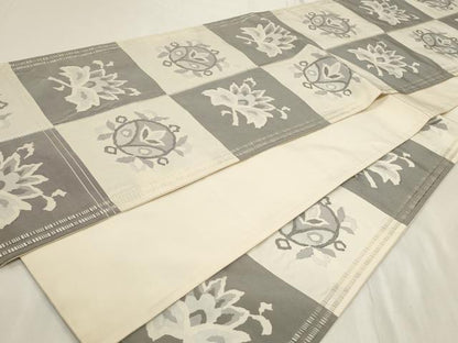 平和屋着物◎六通柄袋帯　市松更紗花文　正絹　逸品　CAAY9024in