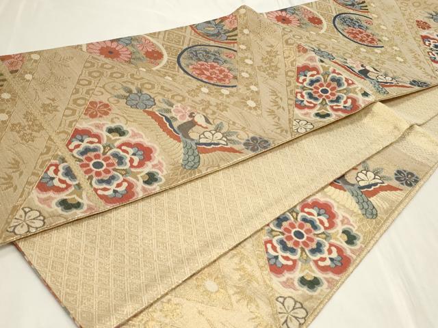 平和屋着物◎佐賀錦　六通柄袋帯　正倉院花鳥丸文　金糸　正絹　逸品　CAAY9036in