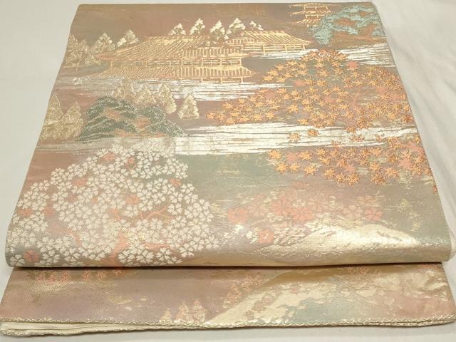 平和屋着物◎六通柄袋帯　大原三千院　金銀糸　引箔　正絹　逸品　CAAY9038in