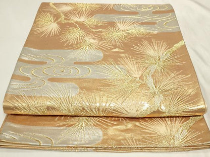 平和屋着物◎六通柄袋帯　エ霞枝松文　金銀糸　正絹　逸品　CAAY9048in