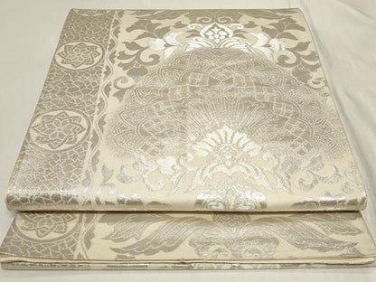 平和屋着物◎六通柄袋帯　更紗花唐草文　銀糸　正絹　逸品　CAAY9049in