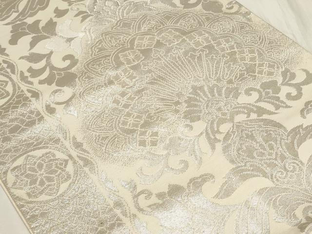 平和屋着物◎六通柄袋帯　更紗花唐草文　銀糸　正絹　逸品　CAAY9049in