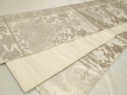 平和屋着物◎六通柄袋帯　更紗花唐草文　銀糸　正絹　逸品　CAAY9049in