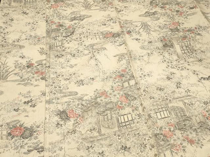 平和屋着物■上質な紬　風景草花文　正絹　逸品　CAAY9194in