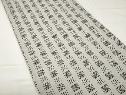 平和屋着物●六通柄袋帯 市松花文 正絹 逸品 CAAY9208yk