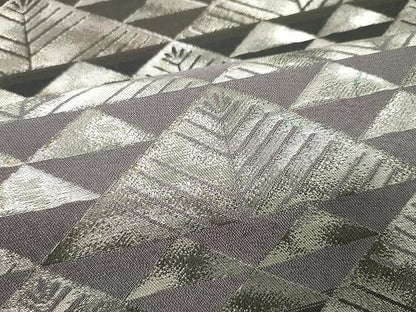 平和屋着物●六通柄袋帯 横段鱗文 銀糸 正絹 逸品 CAAY9212yk