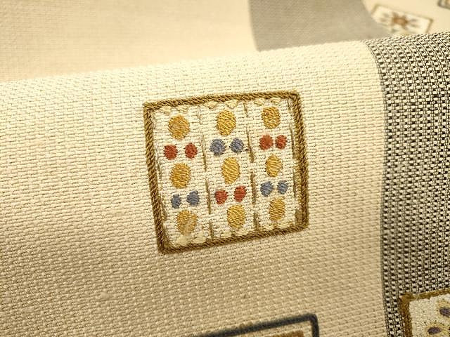 平和屋着物●中国三大刺繍　相良刺繍　総刺繍　八寸名古屋帯　色紙花文　金糸　正絹　逸品　CAAY9213yk